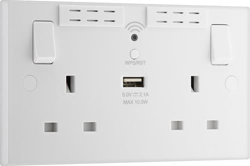922Uwr 13A 2 Gang Switched Socket + Wifi Repeater Usb Charger 922UWR-01