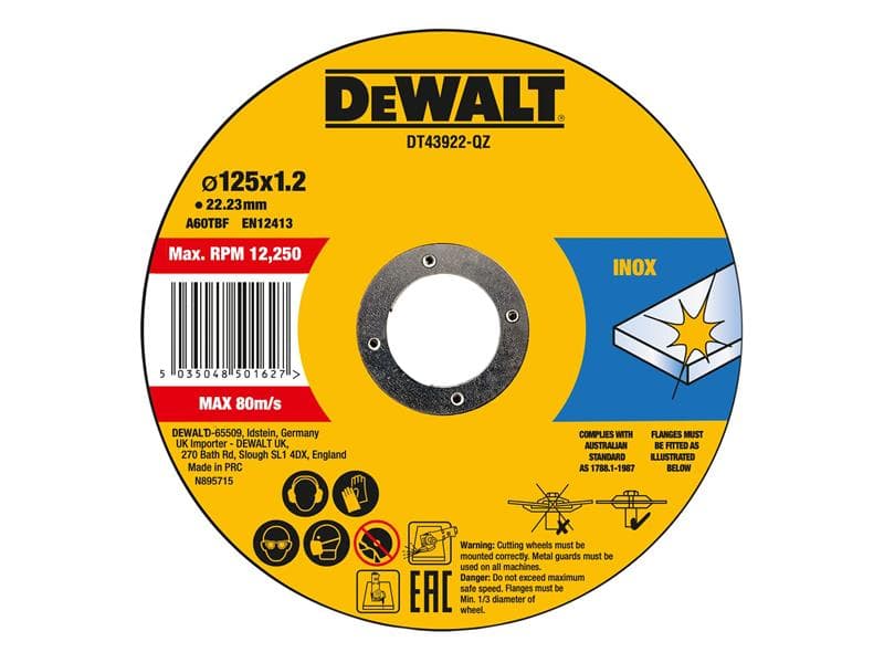 Dewalt DT43922-QZ Metal Cutting Disc 125 X 1.2 X 22.23Mm