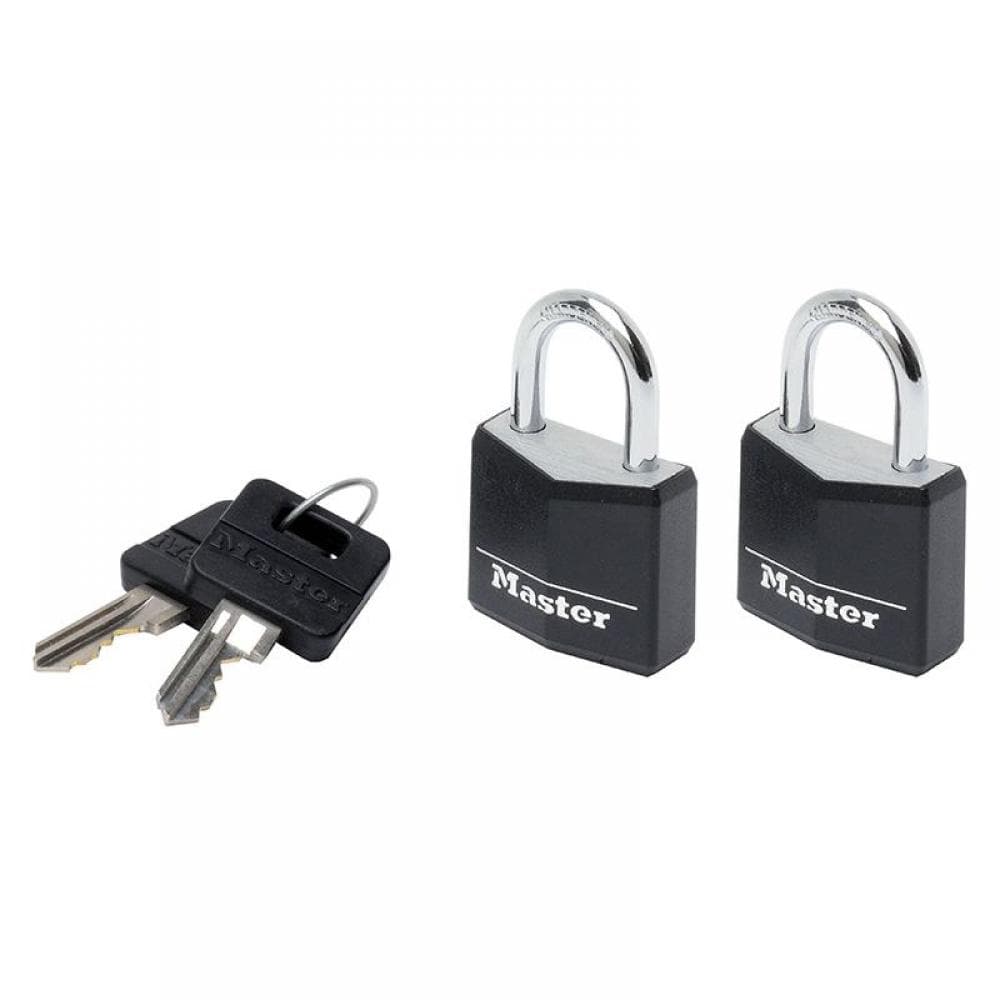 Master Lock 9130EURTBLK Aluminium Black Vinyl Cover 30Mm Padlock 4-Pin - Keyed Alike X 2