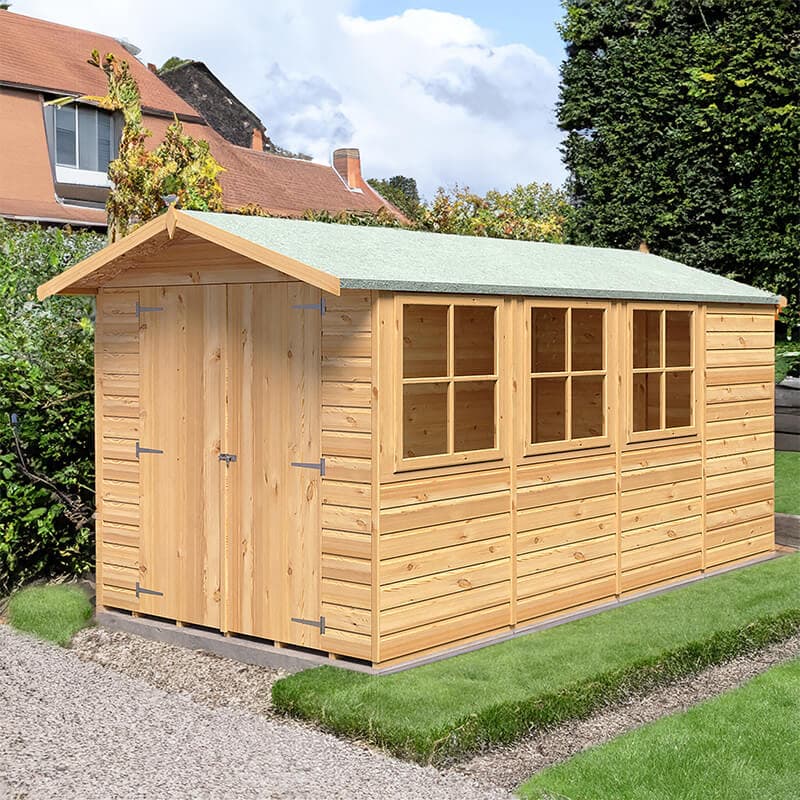 13'2 x 6'6 Shire Jersey Double Door Wooden Garden Shed (4.33m x 2.2m)