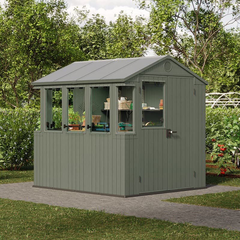 8' x 6' Keter Darwin Green Plastic Potting Shed (2.44m x 1.90m)