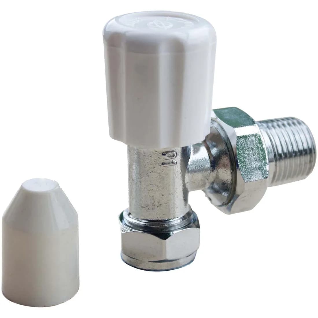 Radiator Valve Angled 15Mm X 1/2In With Caps Pk10
