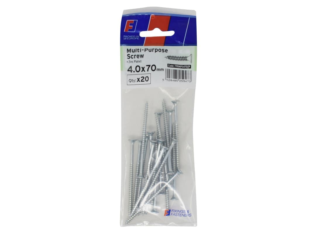 ForgeFix Multi-Purpose Pozi Screw CSK ST ZP 4.0 x 70mm ForgePack 20 FPKMPS470ZP