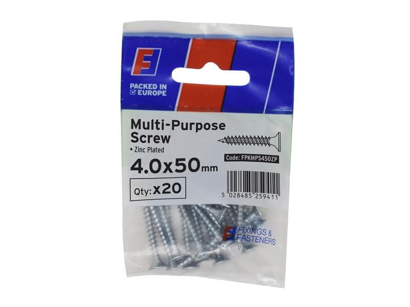 Forgefix FPKMPS450ZP Multi-Purpose Pozi Screw Csk St Zp 4.0 X 50Mm Forgepack 10