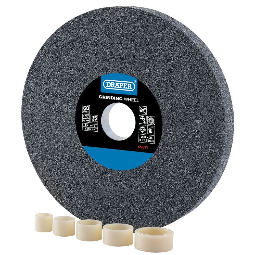 Draper 99571 Aluminium Oxide Bench Grinding Wheel 200 X 25Mm 60 Grit each