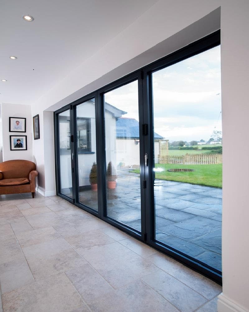 Vista Aluminium 4 Leaf Bifold Door, 28mm Sealed Unit with 4mm Toughend Glass (Max Width = 4000mm, Max Height = 2500mm) Grey Exterior & White Interior Finish