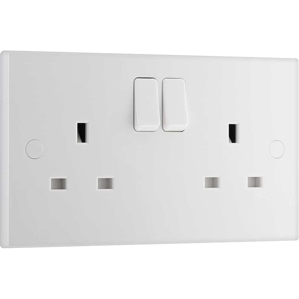 BG Electrical 921DP 2 Gang 13A Double Pole Switched Socket White