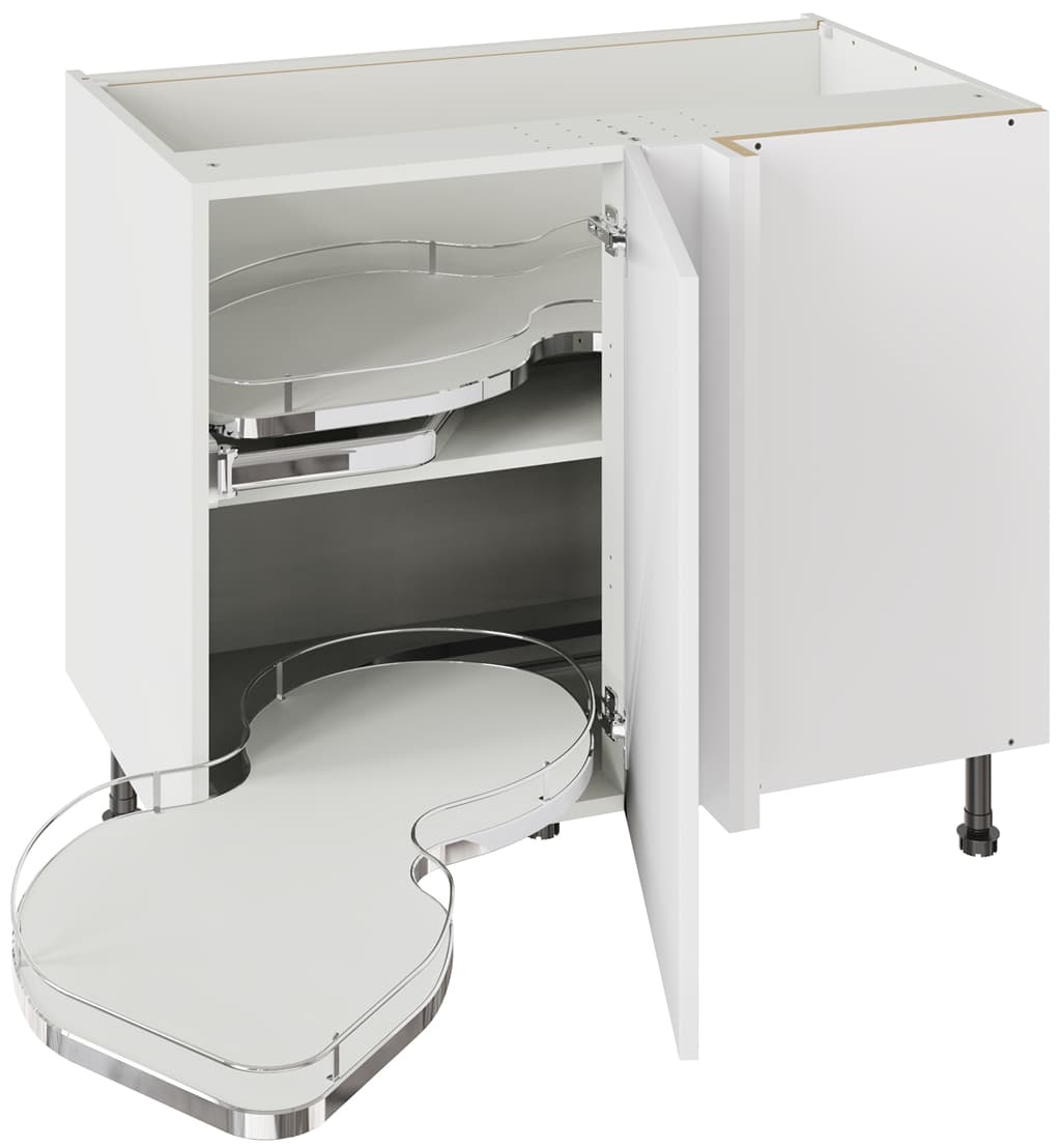 Flatpack 1000 Base Kitchen Cabinet With Dual-Handed Nuvola Blind Corner Value Slab Standard Matt White