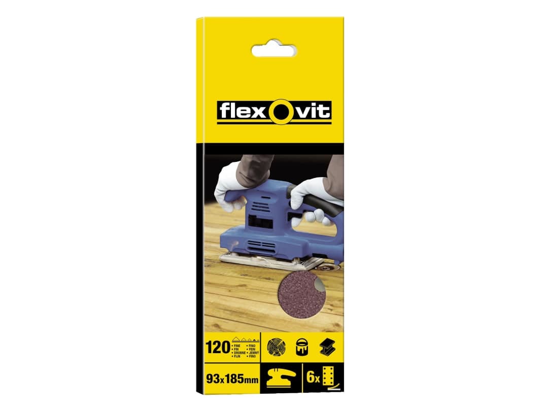 Flexovit 1/3 Sanding Sheets Perforated Fine 120 Grit (Pack 10) 63642526341