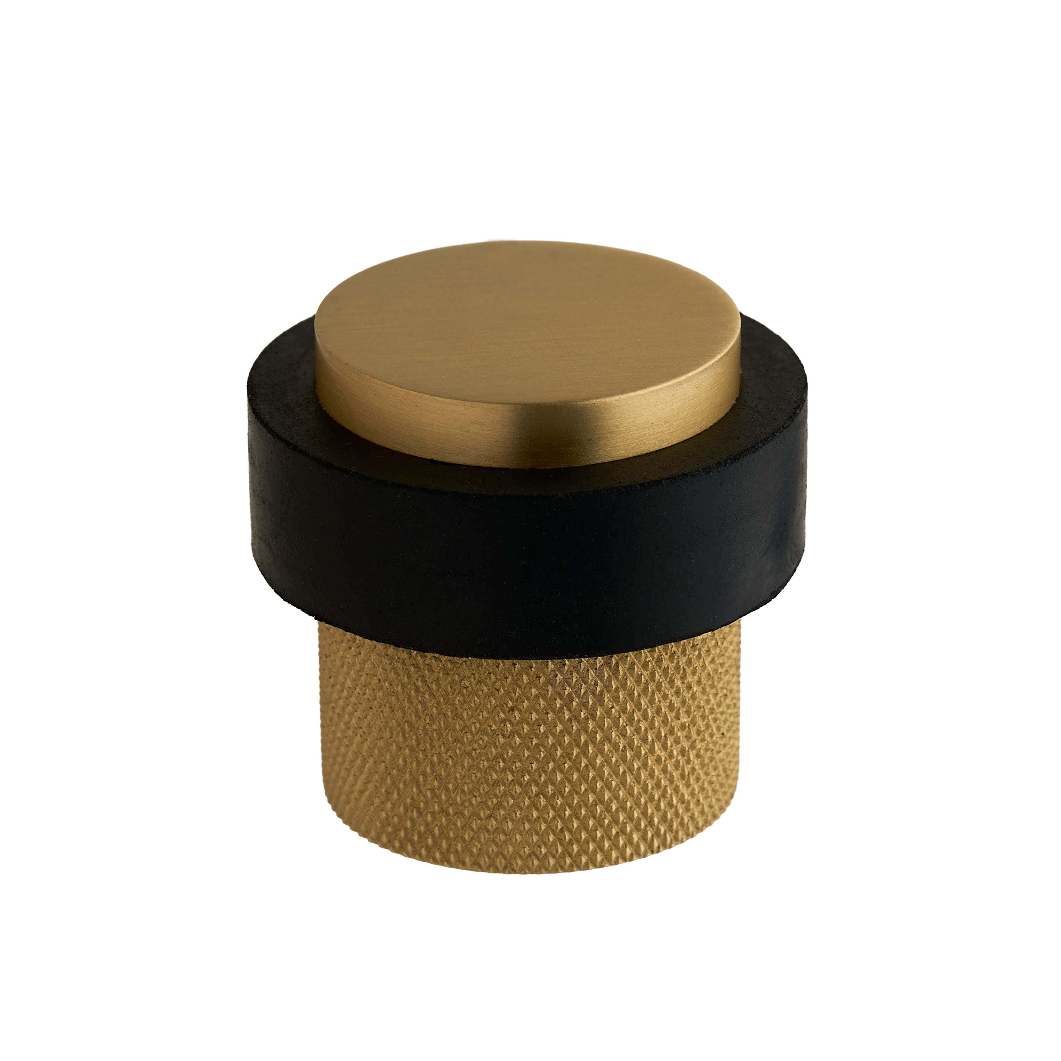 Door Stop - Kensington Knurled Cylinder - 75mm - Brushed Brass - Hardware Solutions