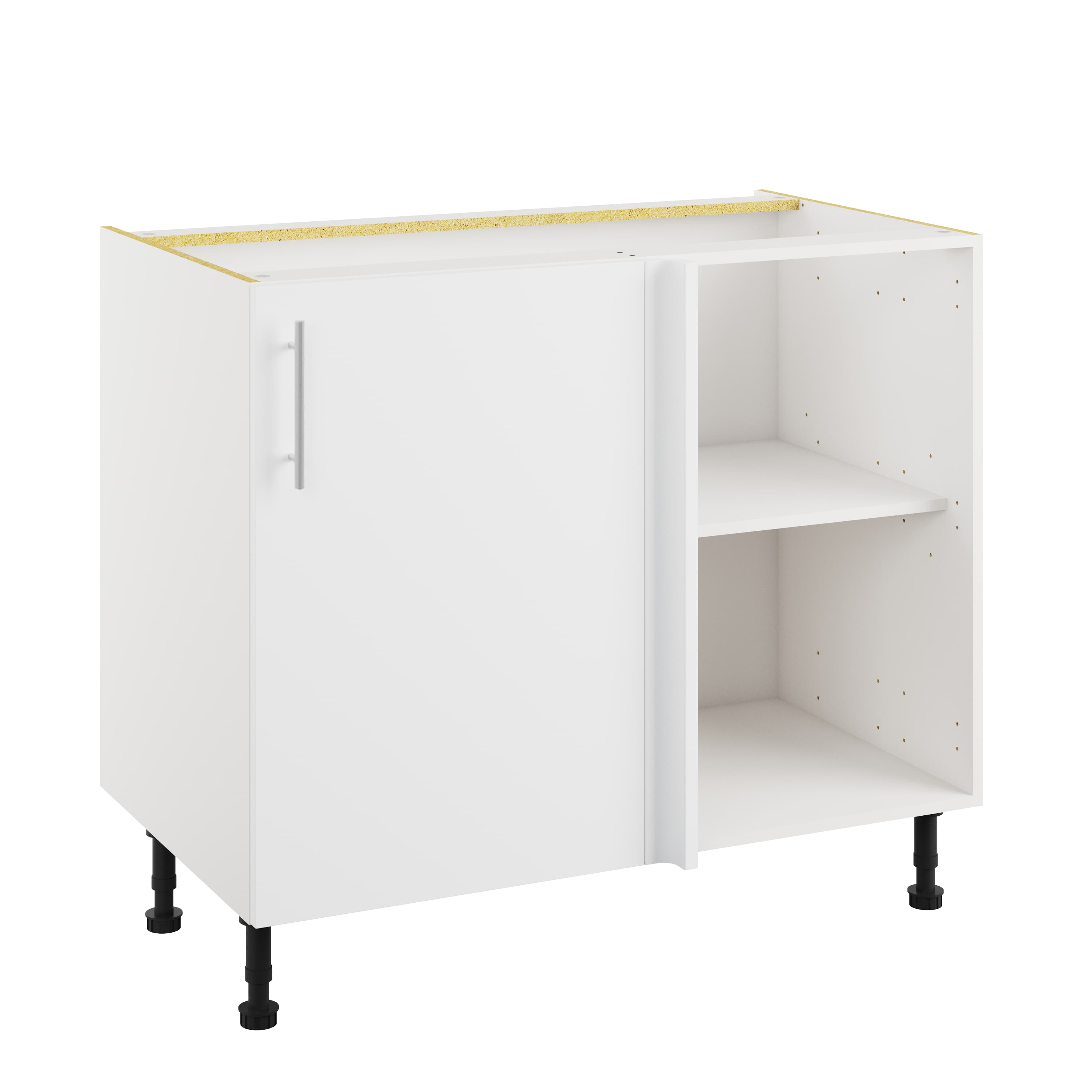 Essence White MFC Highline Corner Base Unit With Fascia, 1000mm