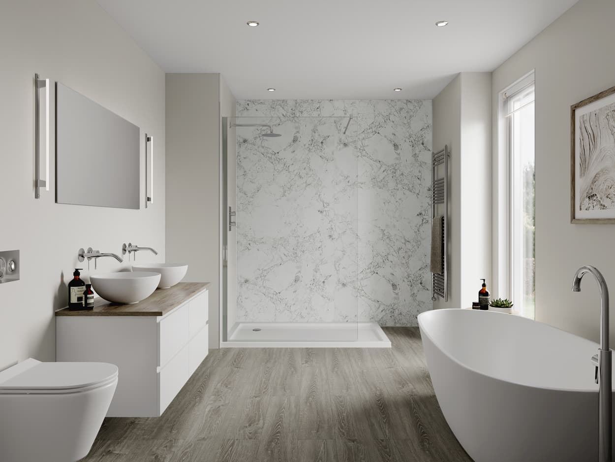 Multipanel Linda Barker Bathroom Wall Panel Hydrolock 2400 x 900mm Bianca Luna 3421