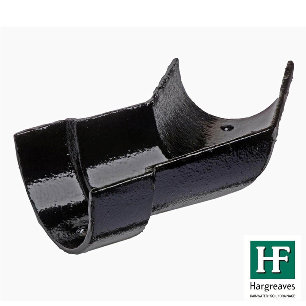 Hargreaves Premier Cast Iron Deep Half Round Gutter Left Hand Angle - 135 Degree x 125mm Black