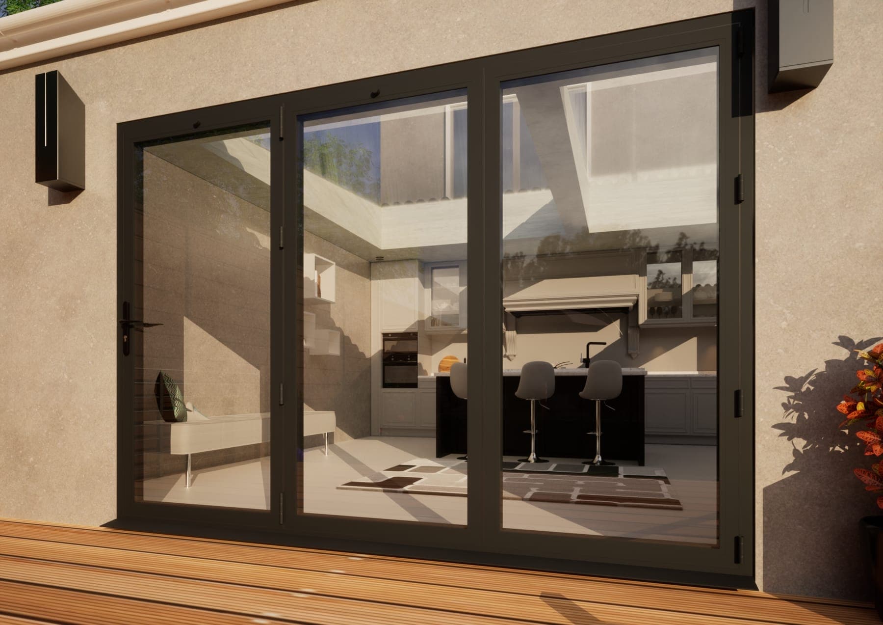 Aluminium Bifold Door Part Q Compliant - 3000mm Anthracite Grey - 3 Right