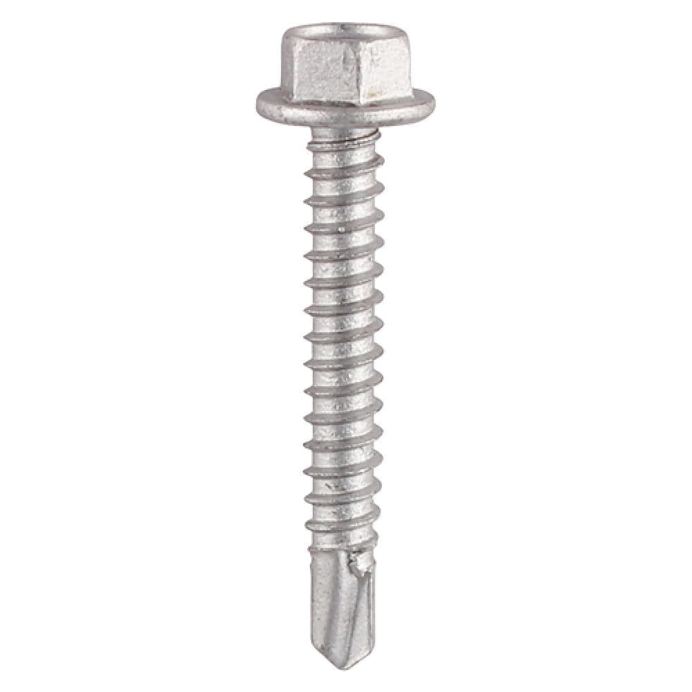 Timco L50B Metal Construction Light Section Screws - Hex - Self-Drilling - Exterior - Silver Organic 5.5 X 50 Box 100