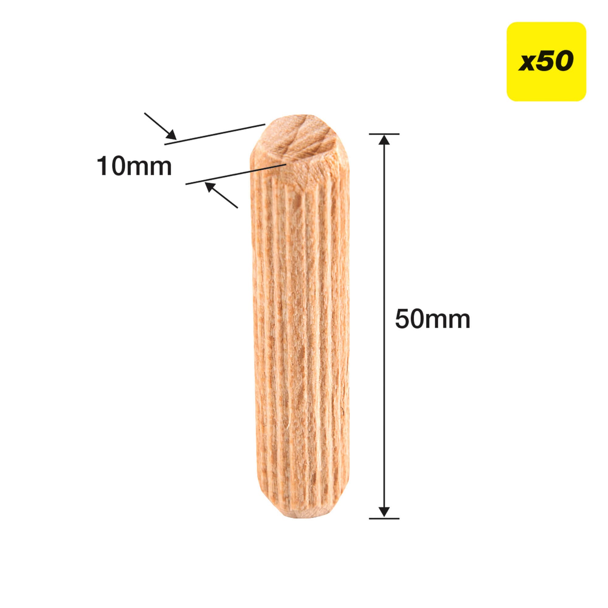 Trend 10 X 50Mm Wooden Dowels 50 Pack DWL/10X50/50