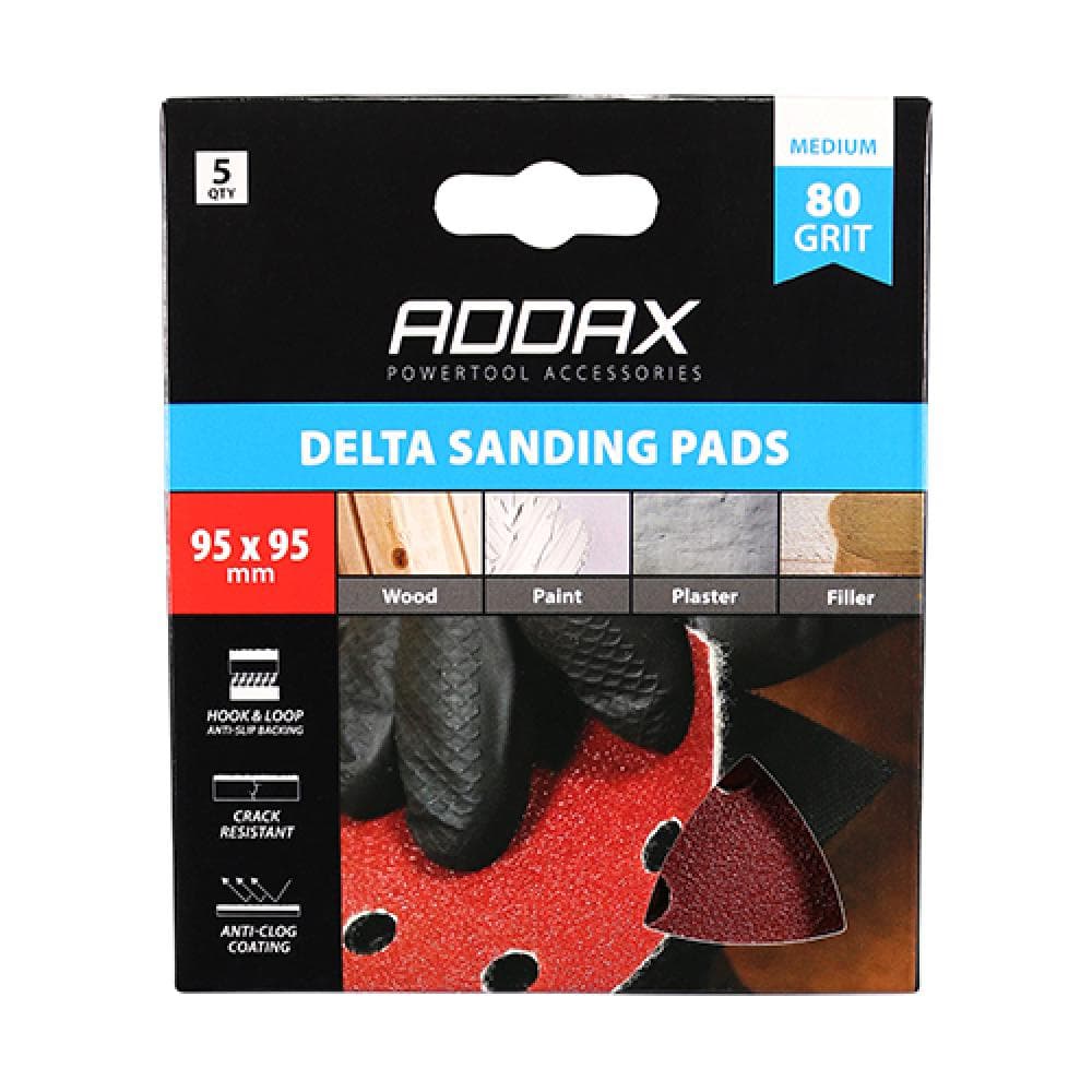 Timco 231119 Delta Sanding Pads - 80 Grit - Red 95 X 95Mm Pack 5