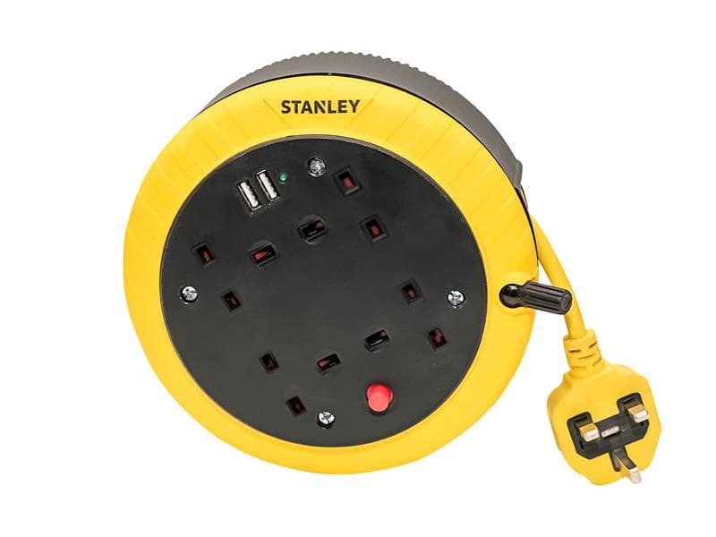 Stanley® Electrical SXECGK2OHJE Cable Reel 240V 13A 4-Socket + 2 Usb 5M