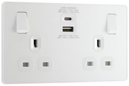 Screwed Flatplate Brushed Steel Quad Euro Module Aperture On Double Front Plate SBSEMR4-02