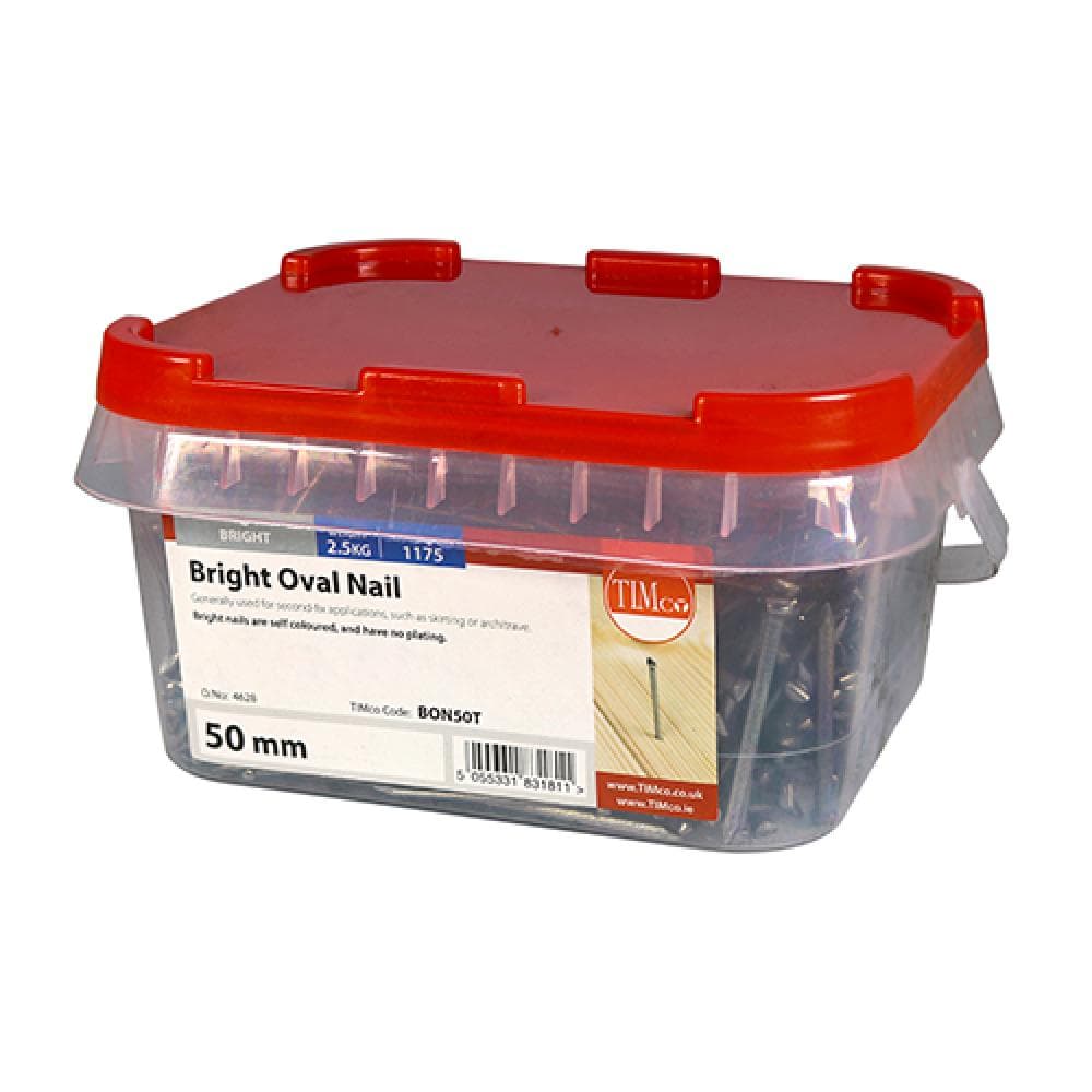 Timco BON50T Oval Nails - Bright 50Mm