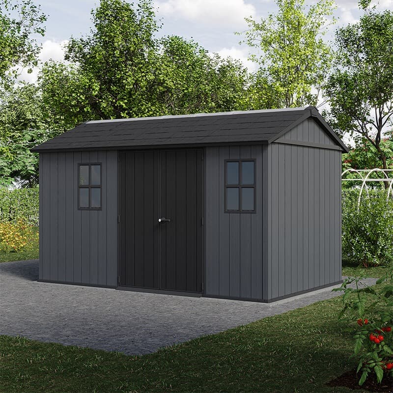 13' x 7'5 Keter Newton Plus Grey Plastic Garden Shed (4.13m x 2.30m)