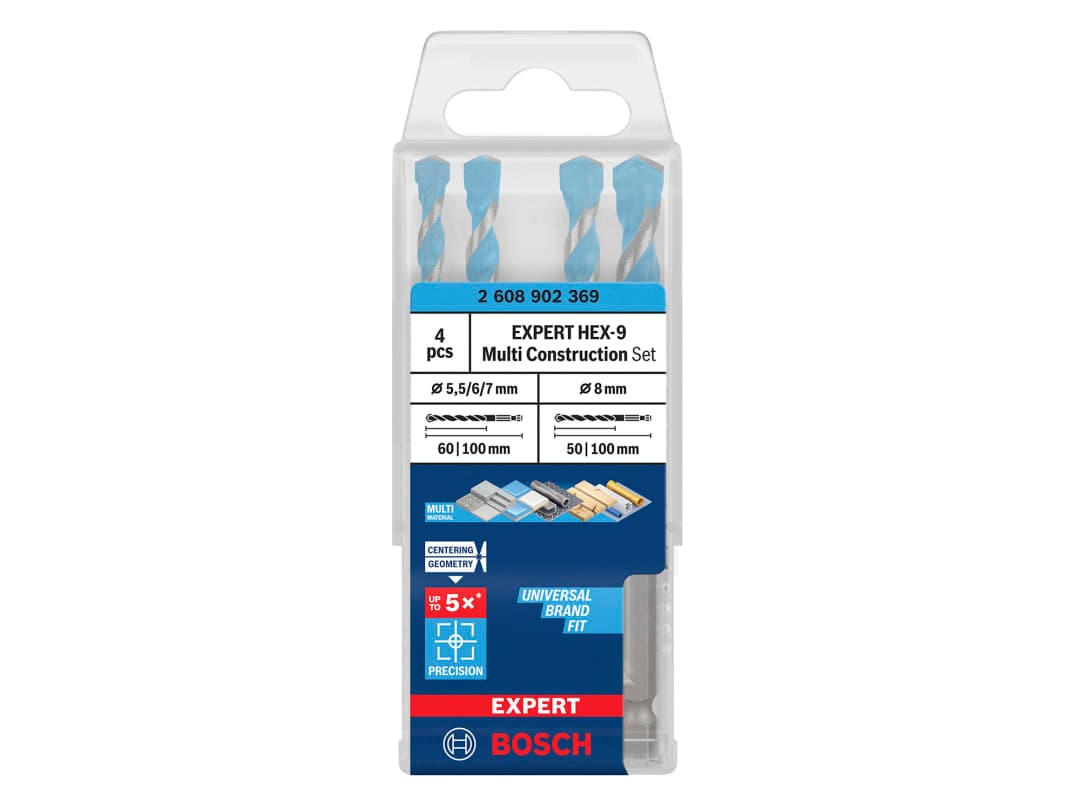 Bosch Powertool Accessories EXPERT HEX-9 Multi Construction Drill Bit Set, 4 Piece 2.608.902.369