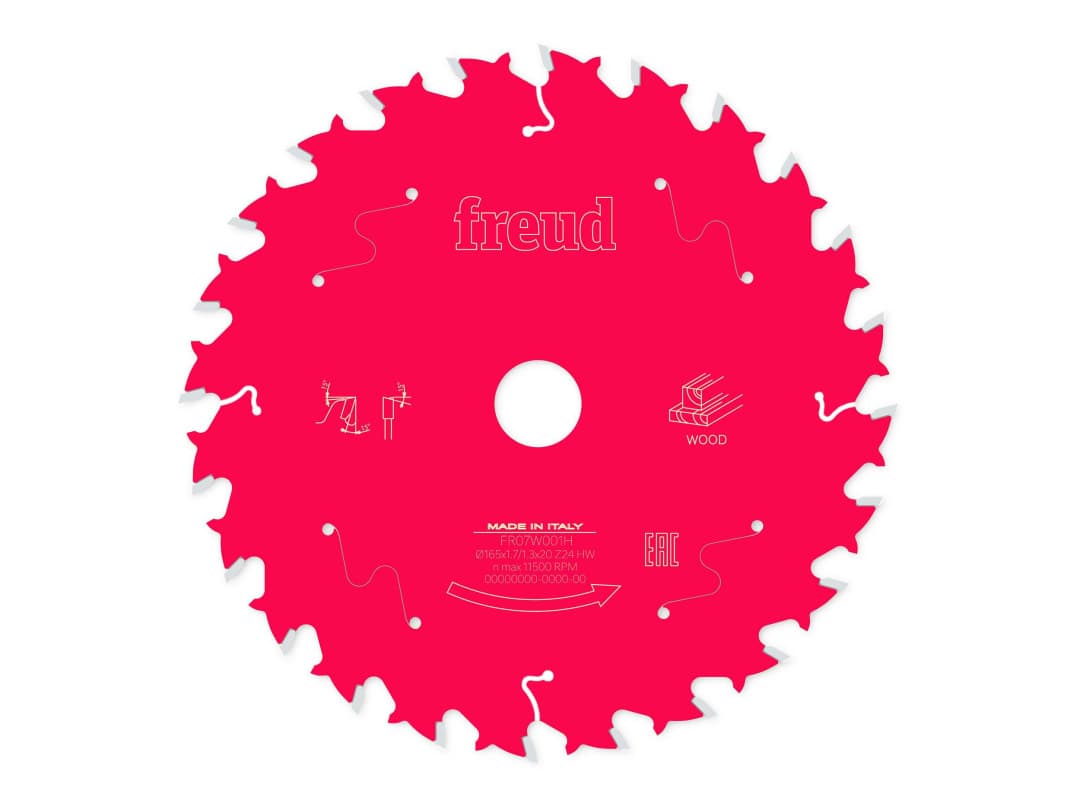 Freud Wood Circular Saw Blade 165 x 20 x 1.7/1.3mm x 24T F03FS09686