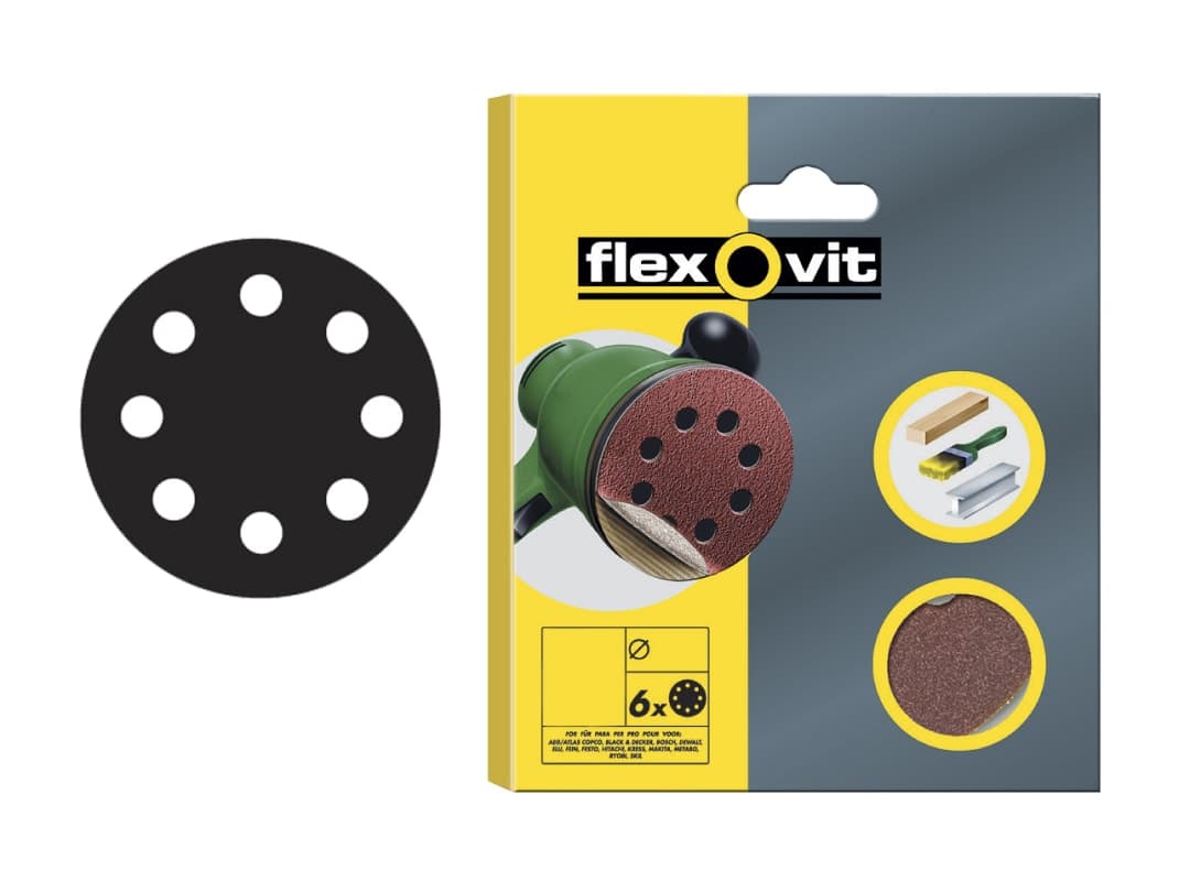 Flexovit Hook & Loop Sanding Disc 115mm Assorted (Pack 6) 78072764750