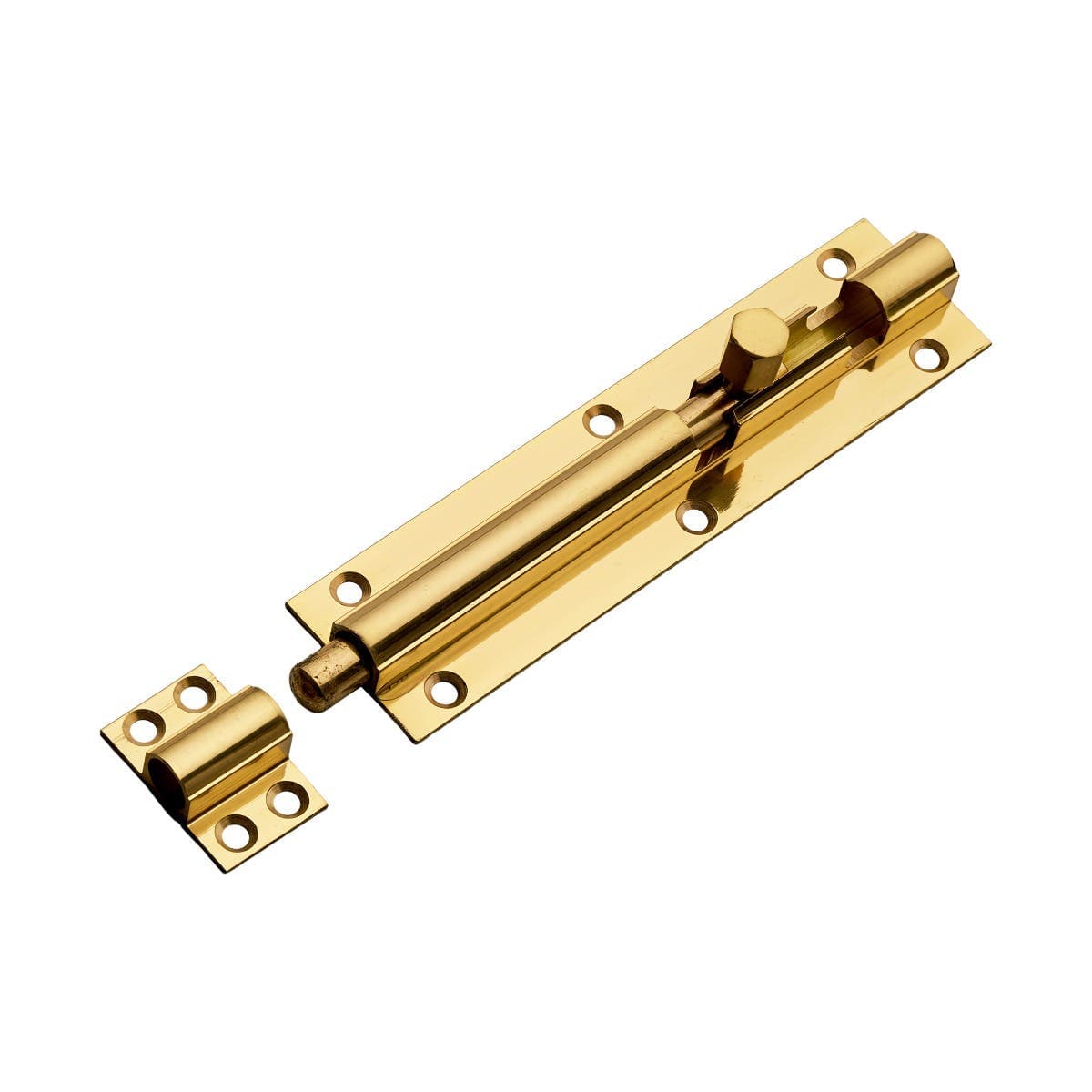 Straight Sliding Door Bolt - 152x38mm - Polished Brass - Security Solutions