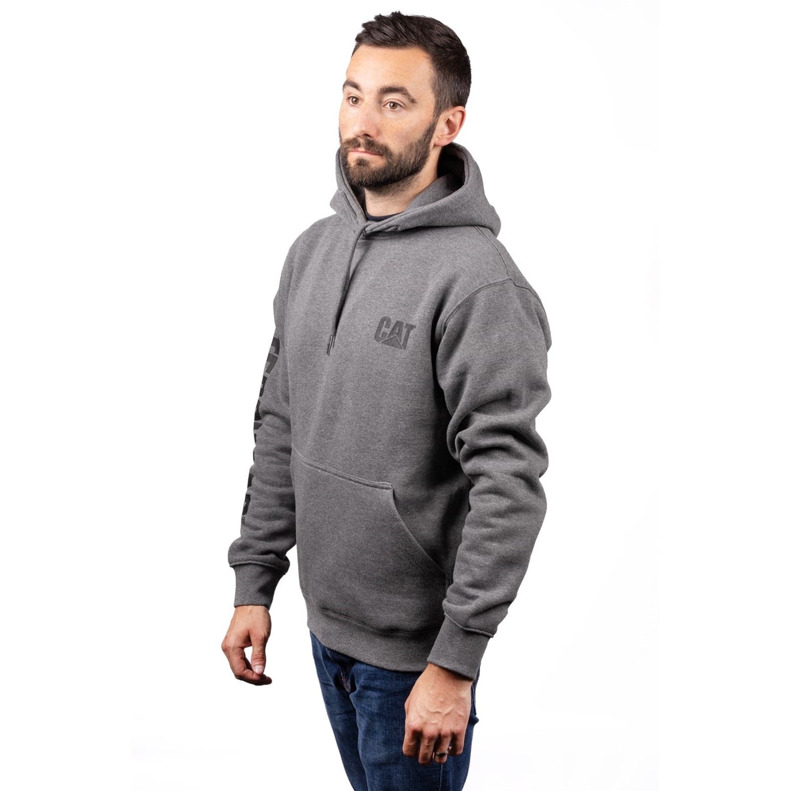 Caterpillar Trademark Banner Hooded Sweatshirt Size Lge Dark Grey 38520-71793-05