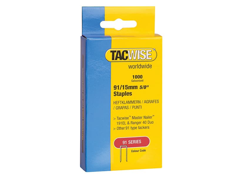 Tacwise 0283 91 Narrow Crown Staples 15Mm - Electric Tackers (Pack 1000)