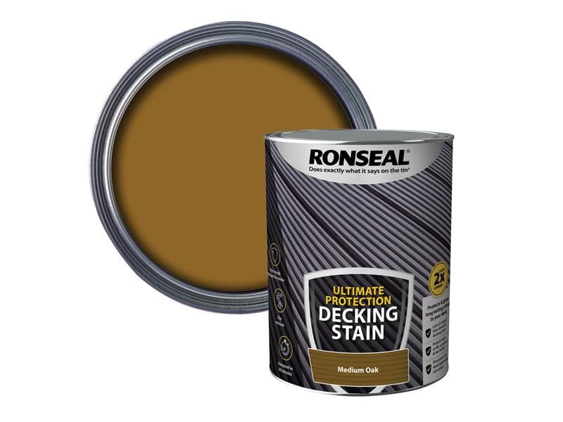 Ronseal 39115 Ultimate Protection Decking Stain Medium Oak 5 Litre