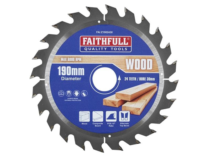 Faithfull FAIZ1902430 Tct Circular Saw Blade 190 X 30Mm X 24T Pos