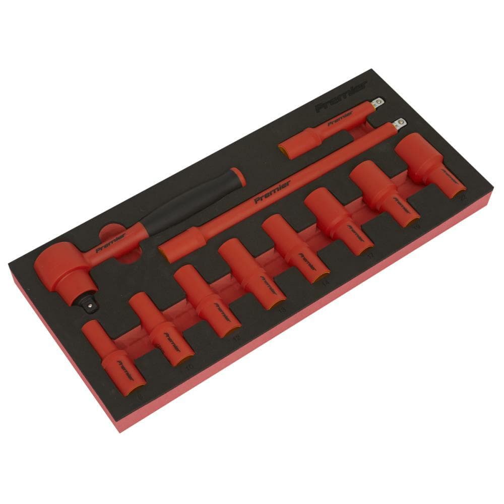 Sealey TBTE01 Insulated Socket Set With Tool Tray 11Pc 3/8inSq Drive - Vde Approved