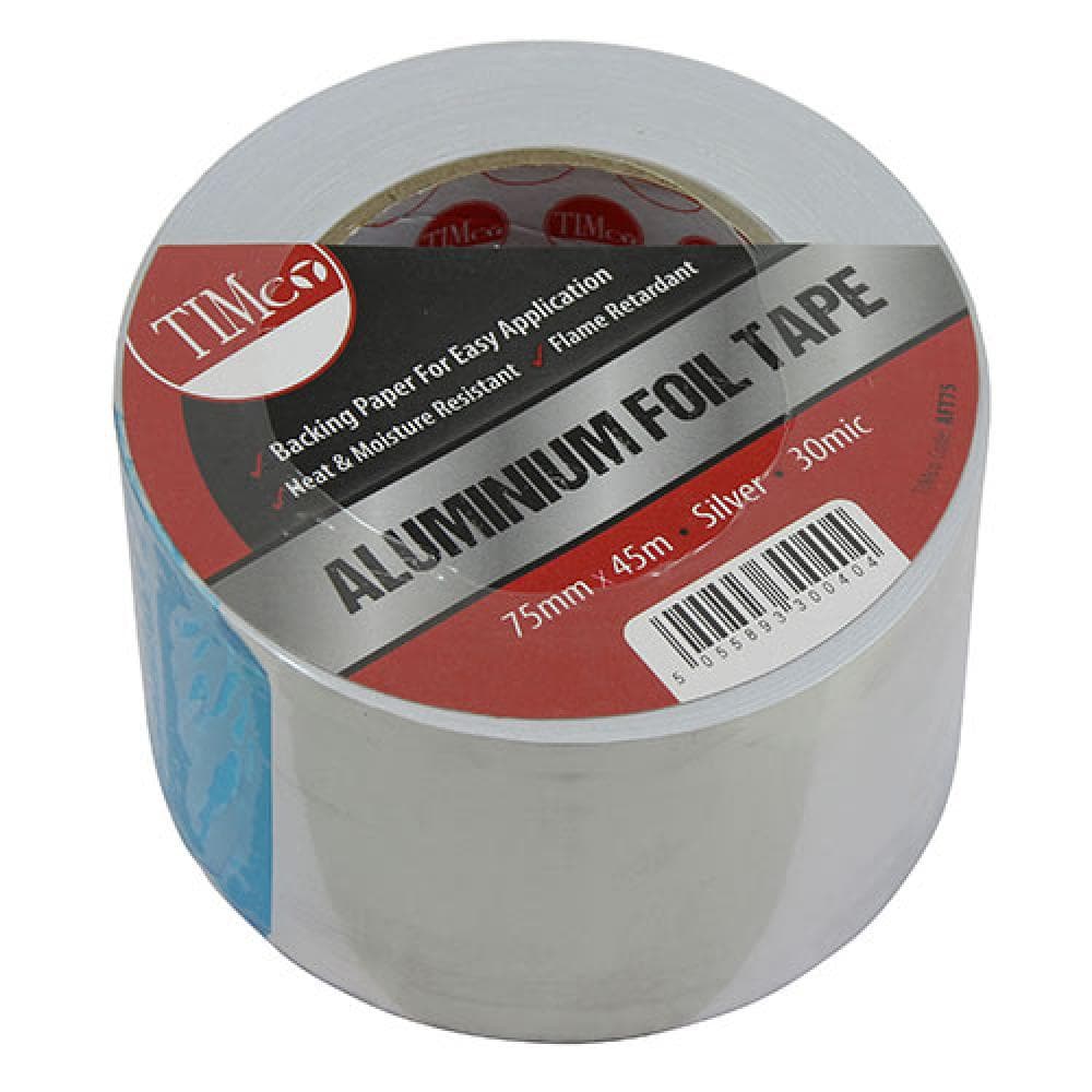 Timco AFT75 Aluminium Foil Tape 45M X 75Mm Roll 1