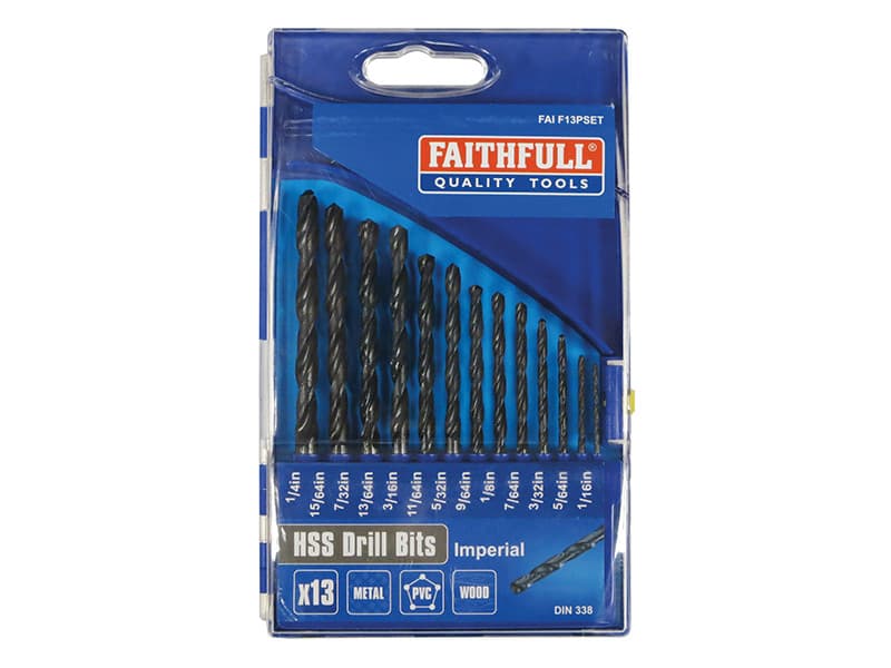 Faithfull 50208 Hss Drill Bit Set Of 13 1/16-1/4 X 1/64