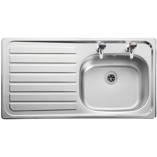 Leisure Lexin 2 Tap Inset Stainless Steel Left Hand Drainer Kitchen Sink LN95L