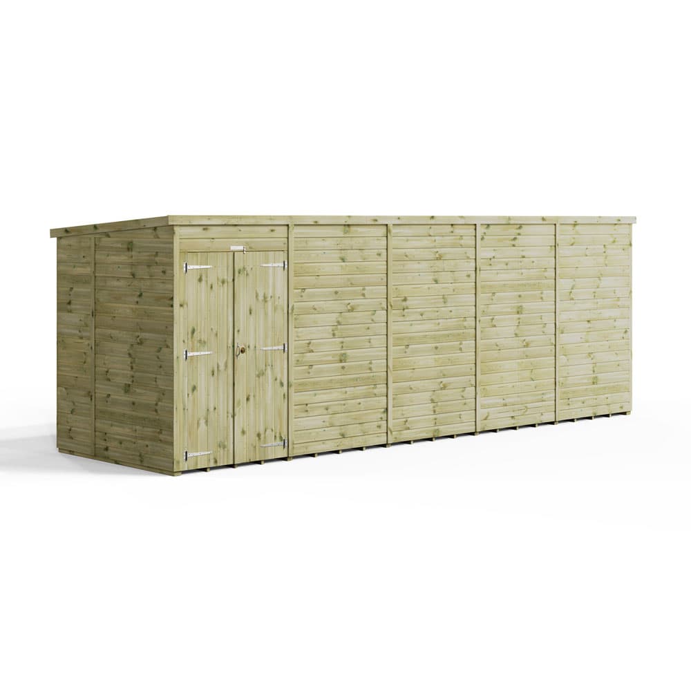 Powersheds 20x6 Premium Powersheds Pent No Windows Double Doors