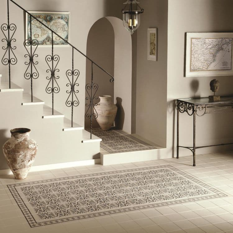 Original Style Odyssey Primo Marrakech Border Light Blue, Light Grey and Dark Grey on Dover White 15x15cm
