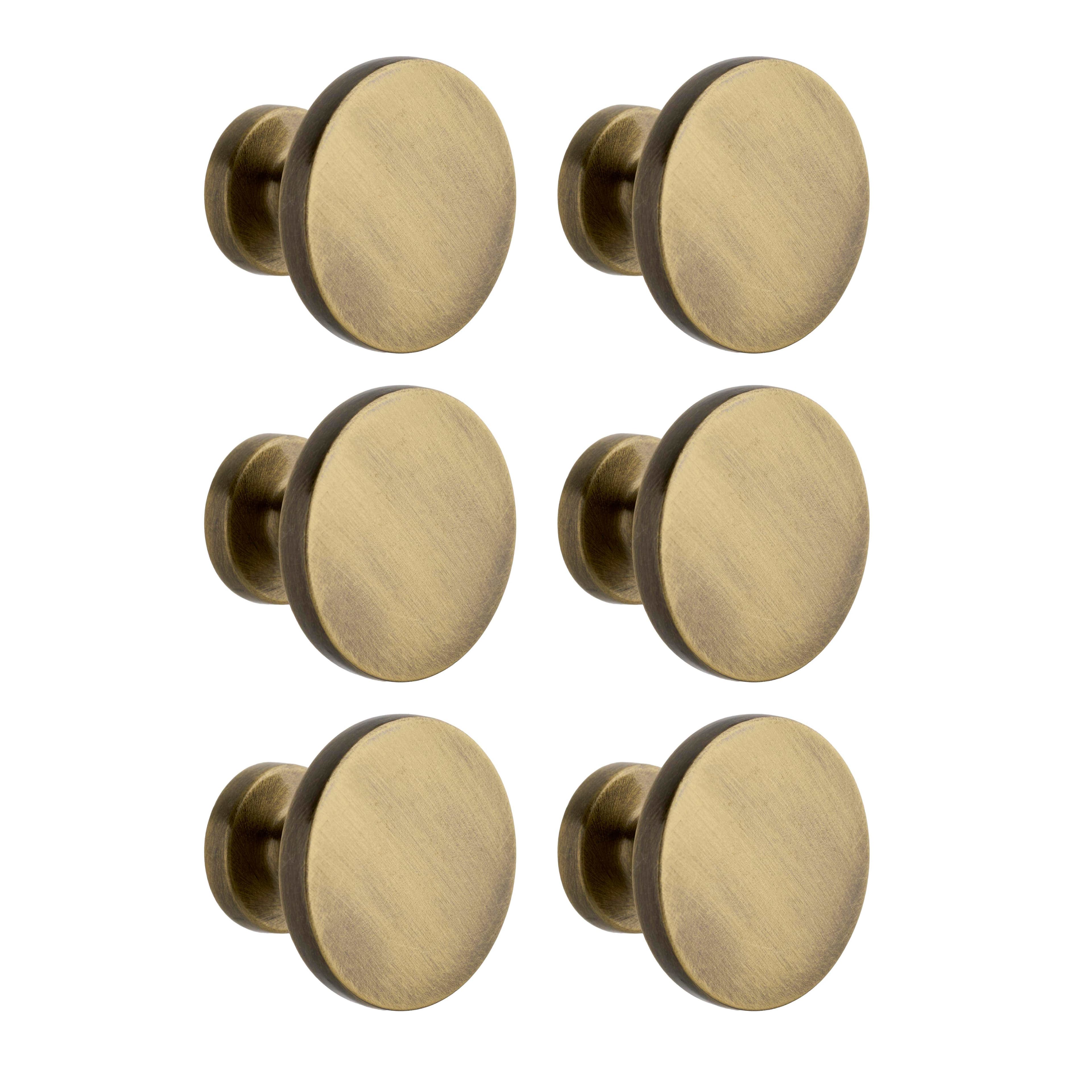 Antique Brass Classic Style Cabinet Knob - Pack of 6 - Elite Knobs & Handles