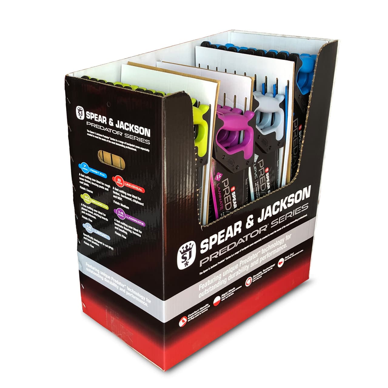 Spear & Jackson Merchandiser With 40 Assorted Saws (10 X B98Ff B98Sf B98Upvc B98Laminate)