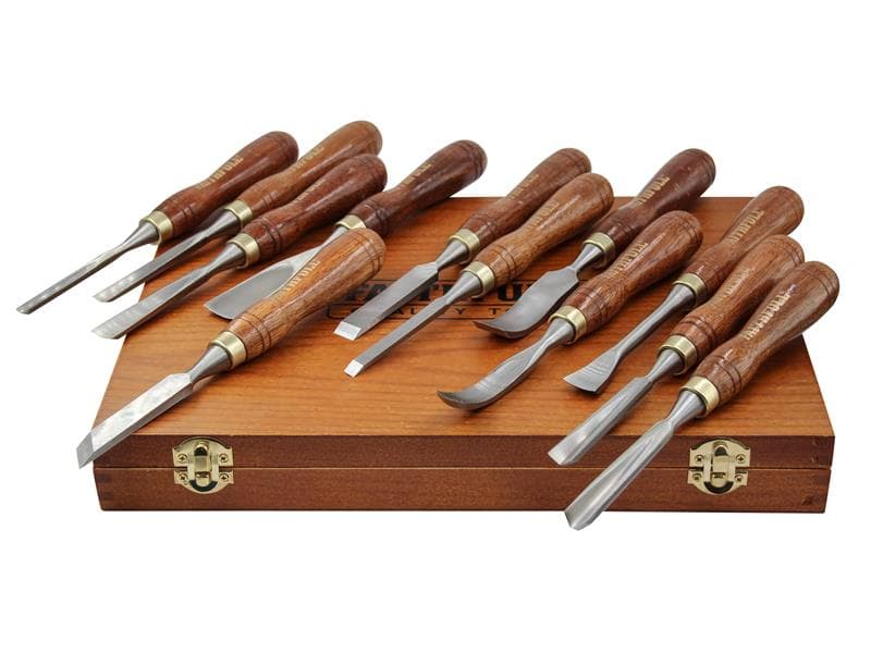 Faithfull Wood Carving Chisels Set In Case 12 Piece