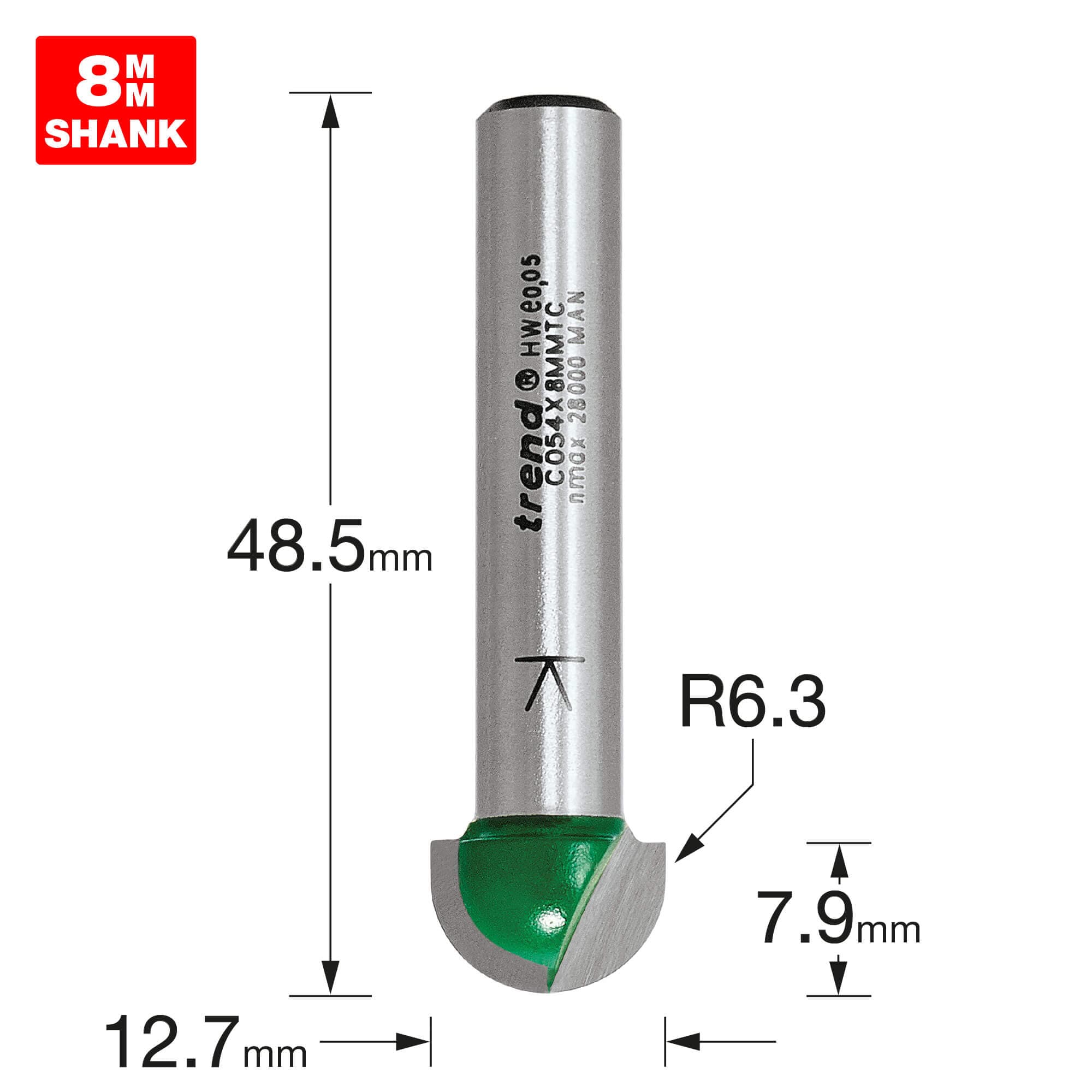 Trend Radius 6.3Mm Radius X 12.7Mm Diameter Pk 1 C054X8MMTC