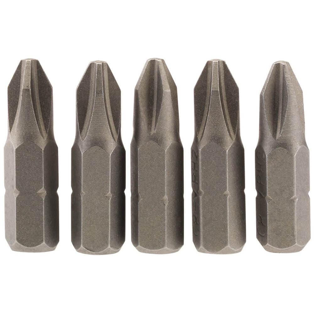 Draper 64018 Cross Slot Insert Bit 1/4in Hex 25Mm Long No.2 (Pack Of 5) per pack