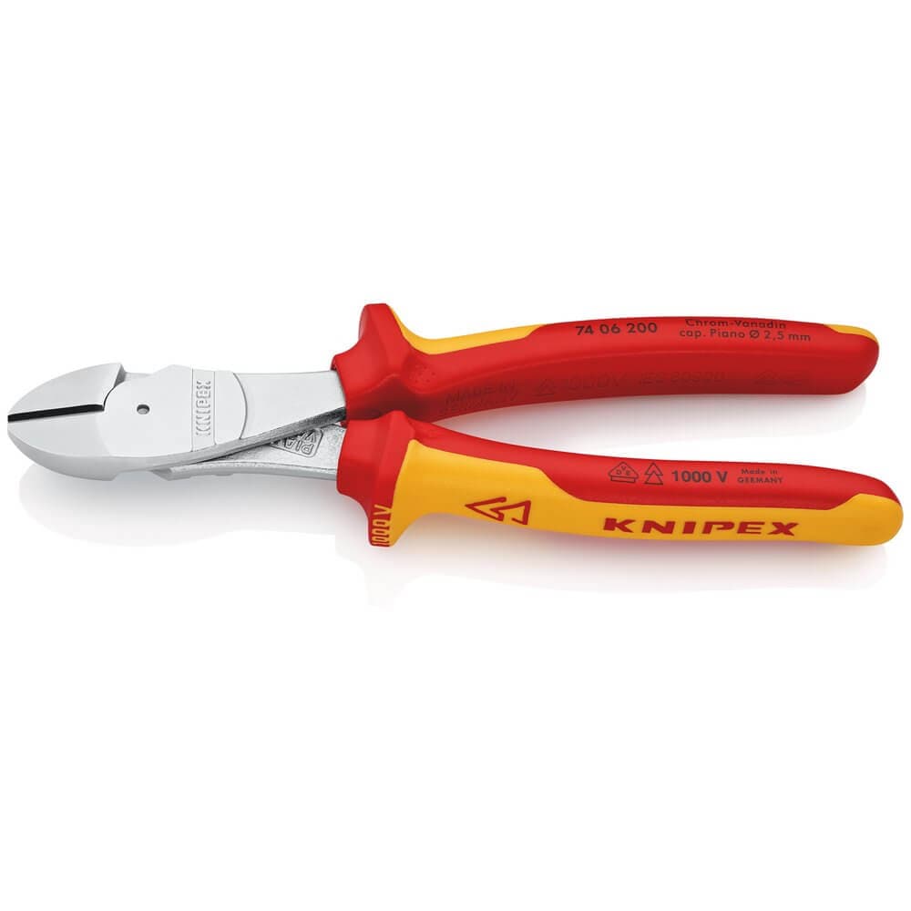 Knipex 74 06 200 Sb Vde Insulated High Leverage Diagonal Cutter 200Mm Pk 1 26789