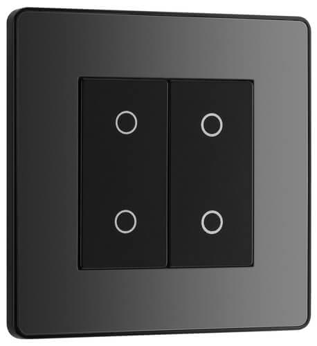 Screwless Flatplate Polished Chrome 400W Double Dimmer Switch 2-Way Push On/Off FPC82P-01