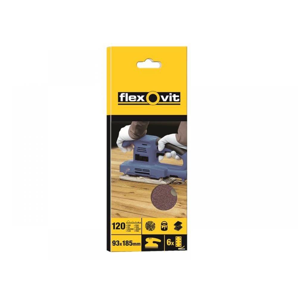 Flexovit 63642526336 1/3 Sanding Sheets Perforated Fine 120 Grit (Pack 10)