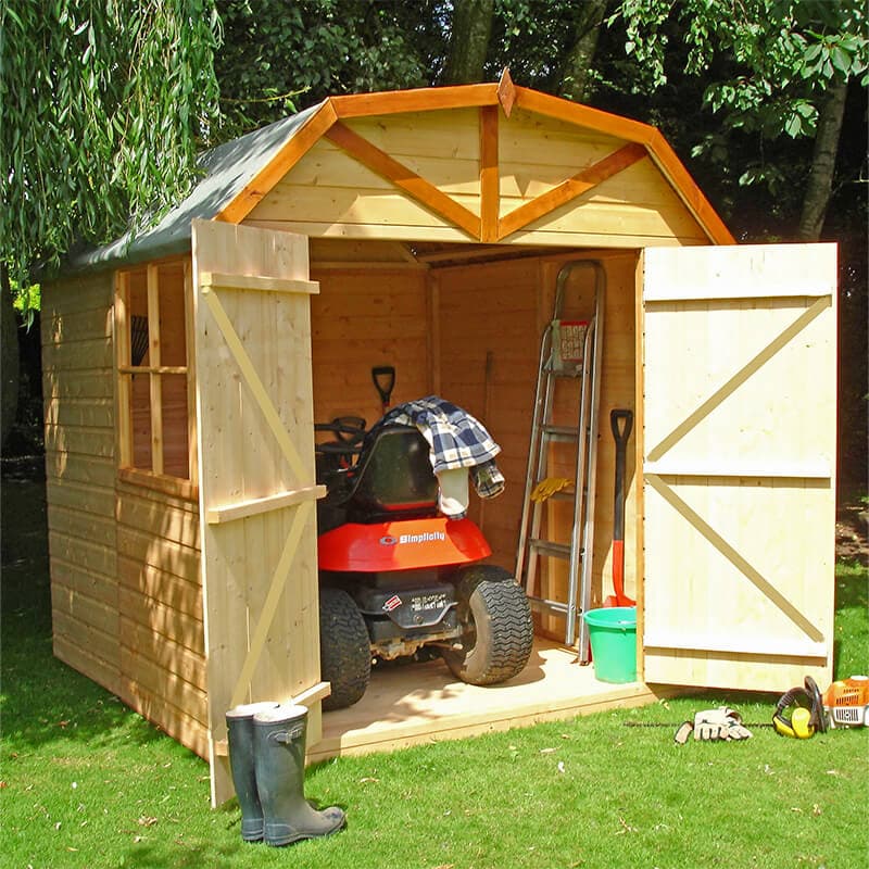 6'9 x 6'6 Shire Barn Double Door Wooden Garden Shed (2.16m x 2.52m)