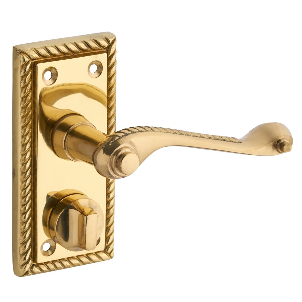 Georgian Scroll Lever Thumb Lock Privacy Door Handle - Solid Brass - Polished Finish - Pair - Designer Levers