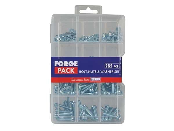 Forgepack FPNWSET Bolts With Nuts & Washers - Zinc Plated - Kit Assorted (Pack Of 285Pc)